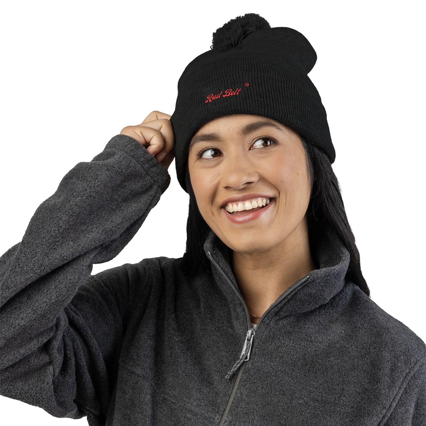 Cozy Pom-Pom Knit Cap (Embroidered) - Winter Beanie, Stylish Headwear, Gift for Him/Her, Outdoor Activities, Holiday Essential