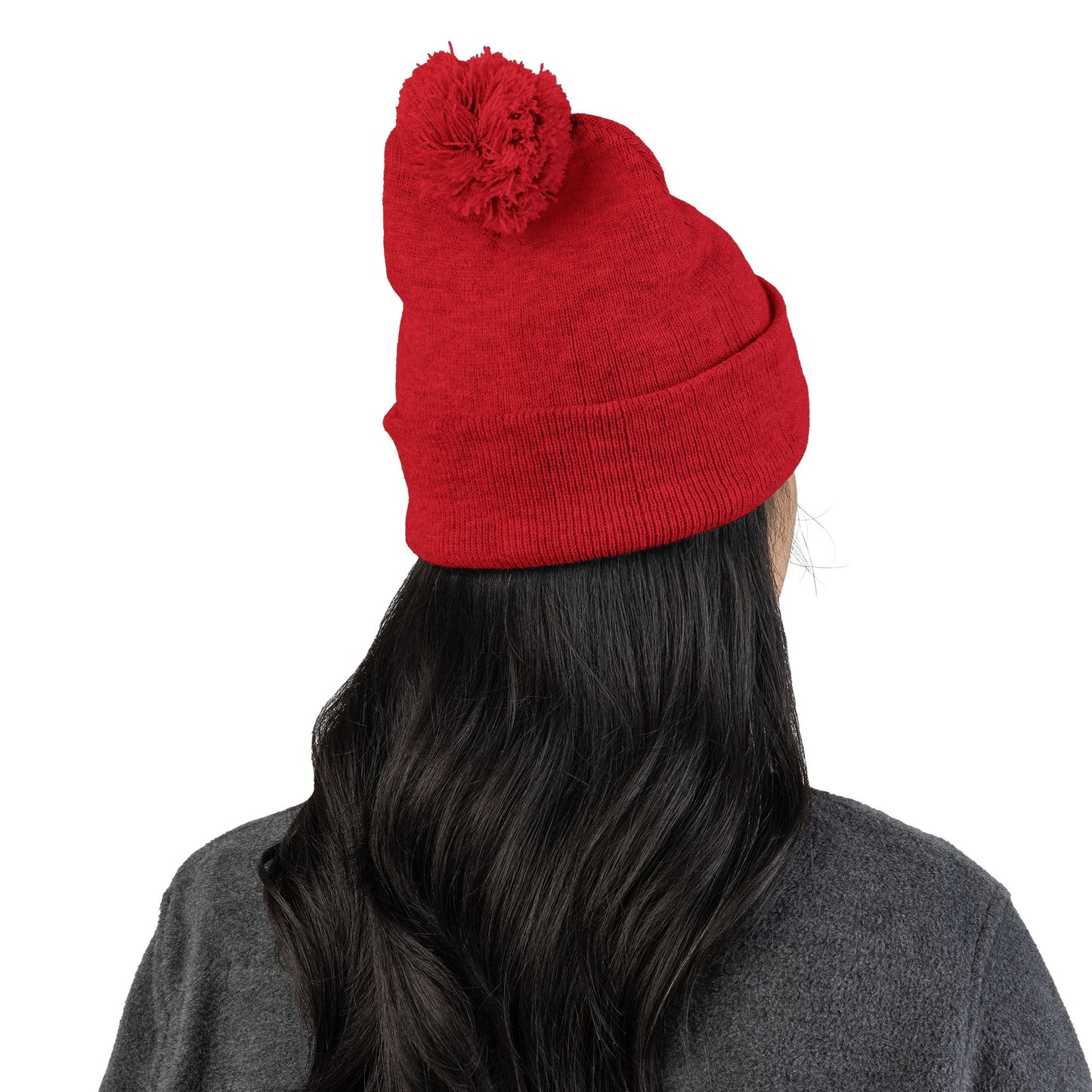 Cozy Pom-Pom Knit Cap (Embroidered) - Winter Beanie, Stylish Headwear, Gift for Him/Her, Outdoor Activities, Holiday Essential