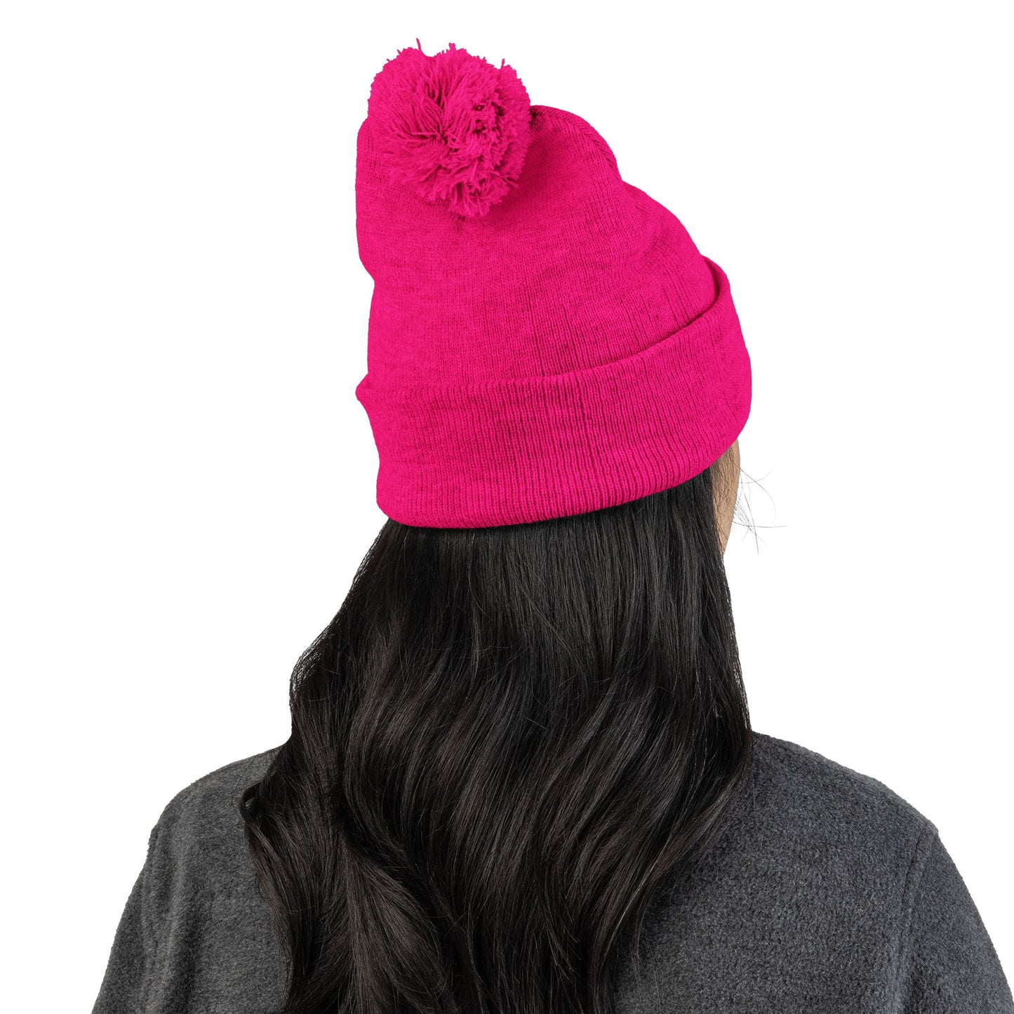 Cozy Pom-Pom Knit Cap (Embroidered) - Winter Beanie, Stylish Headwear, Gift for Him/Her, Outdoor Activities, Holiday Essential