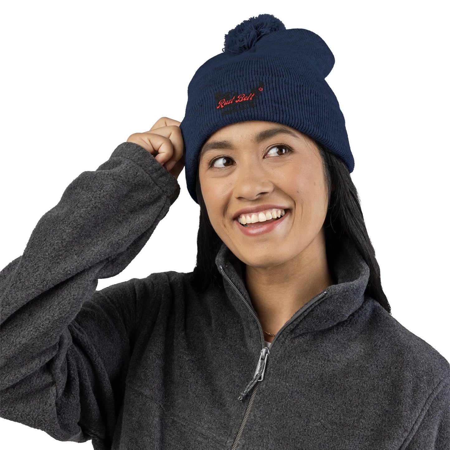 Cozy Pom-Pom Knit Cap (Embroidered) - Winter Beanie, Stylish Headwear, Gift for Him/Her, Outdoor Activities, Holiday Essential