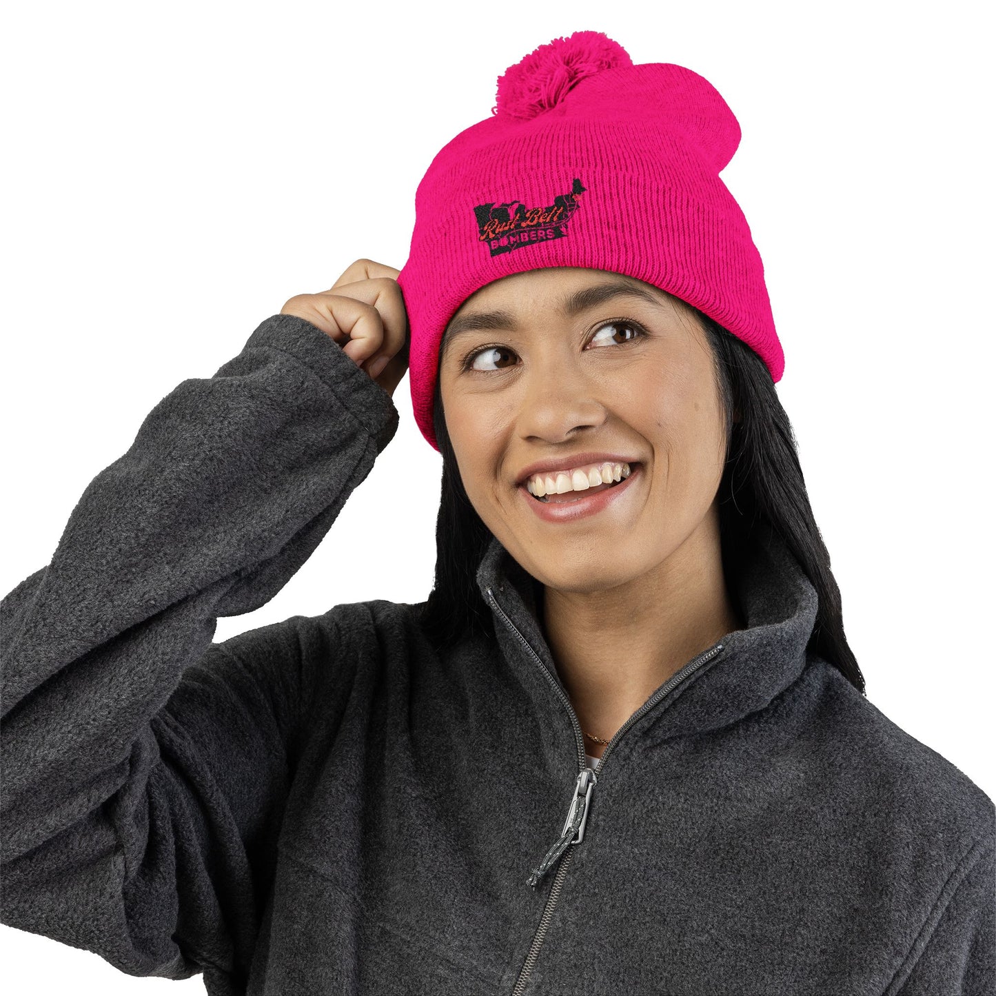 Cozy Pom-Pom Knit Cap (Embroidered) - Winter Beanie, Stylish Headwear, Gift for Him/Her, Outdoor Activities, Holiday Essential