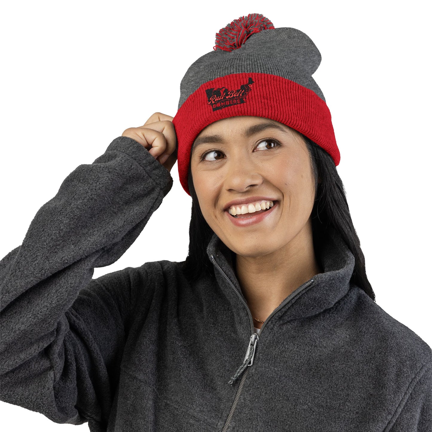 Cozy Pom-Pom Knit Cap (Embroidered) - Winter Beanie, Stylish Headwear, Gift for Him/Her, Outdoor Activities, Holiday Essential