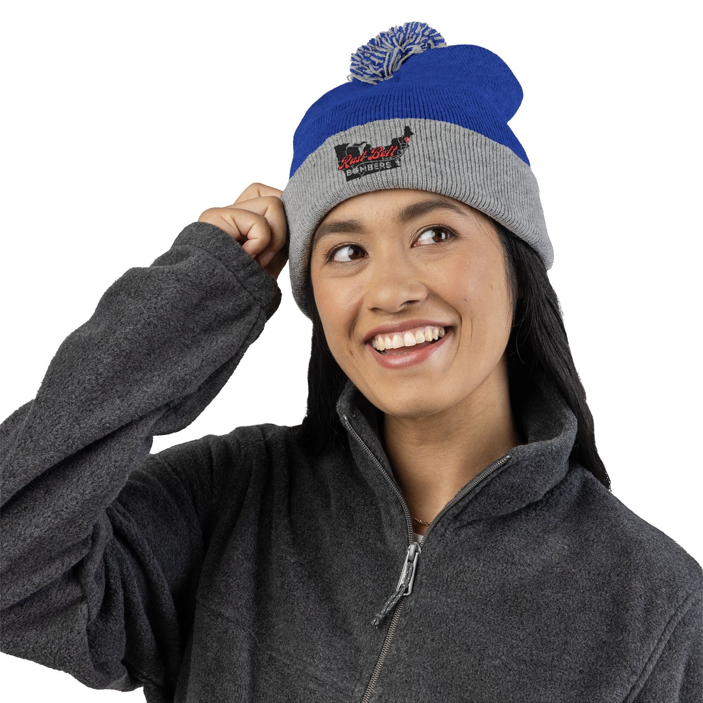 Cozy Pom-Pom Knit Cap (Embroidered) - Winter Beanie, Stylish Headwear, Gift for Him/Her, Outdoor Activities, Holiday Essential
