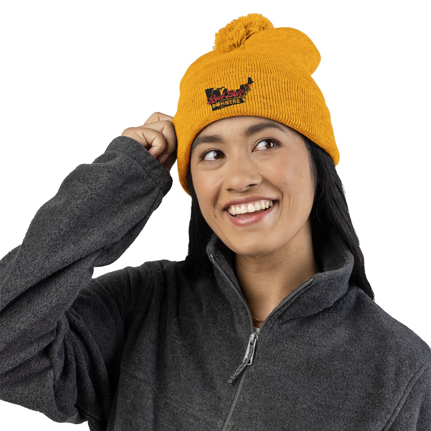 Cozy Pom-Pom Knit Cap (Embroidered) - Winter Beanie, Stylish Headwear, Gift for Him/Her, Outdoor Activities, Holiday Essential