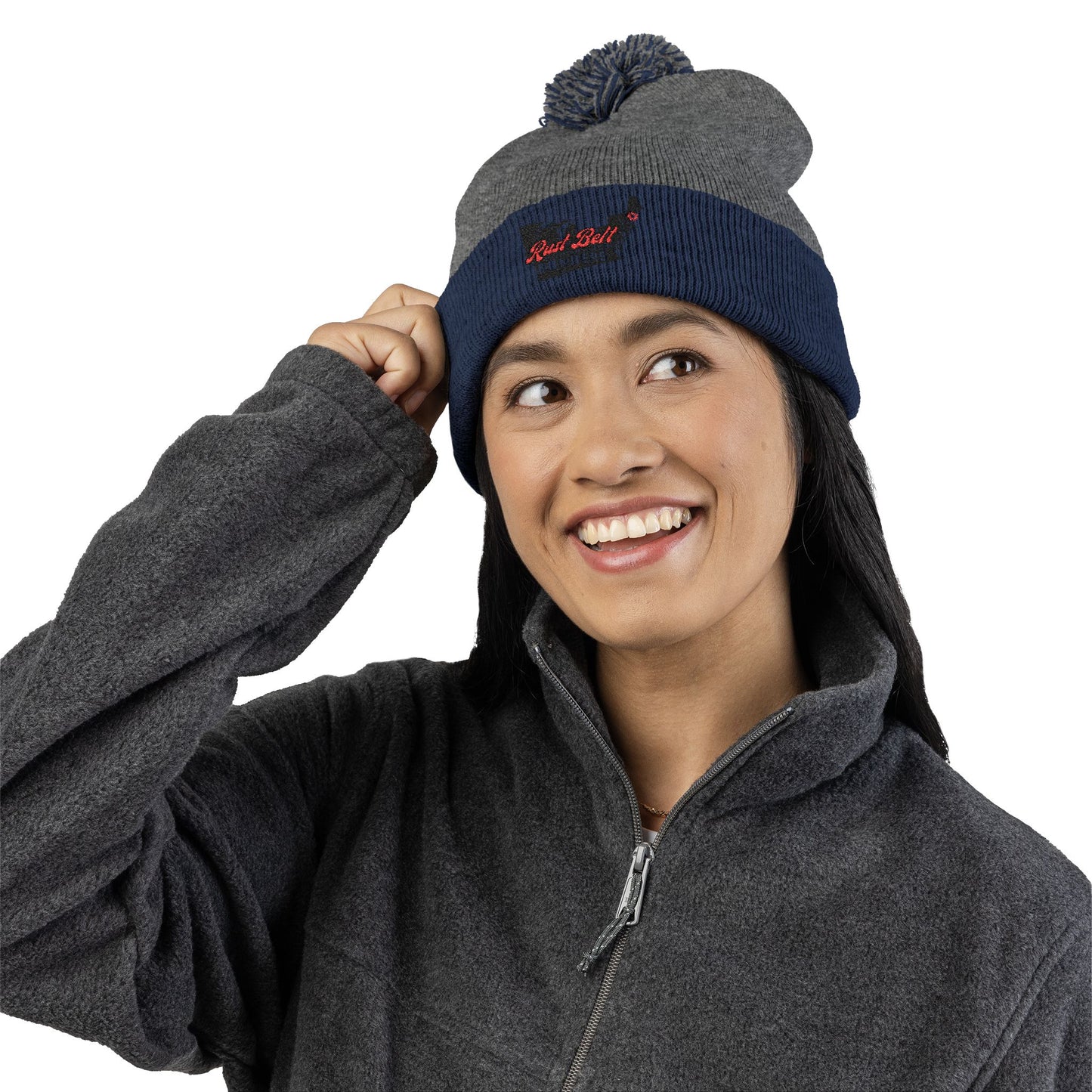 Cozy Pom-Pom Knit Cap (Embroidered) - Winter Beanie, Stylish Headwear, Gift for Him/Her, Outdoor Activities, Holiday Essential