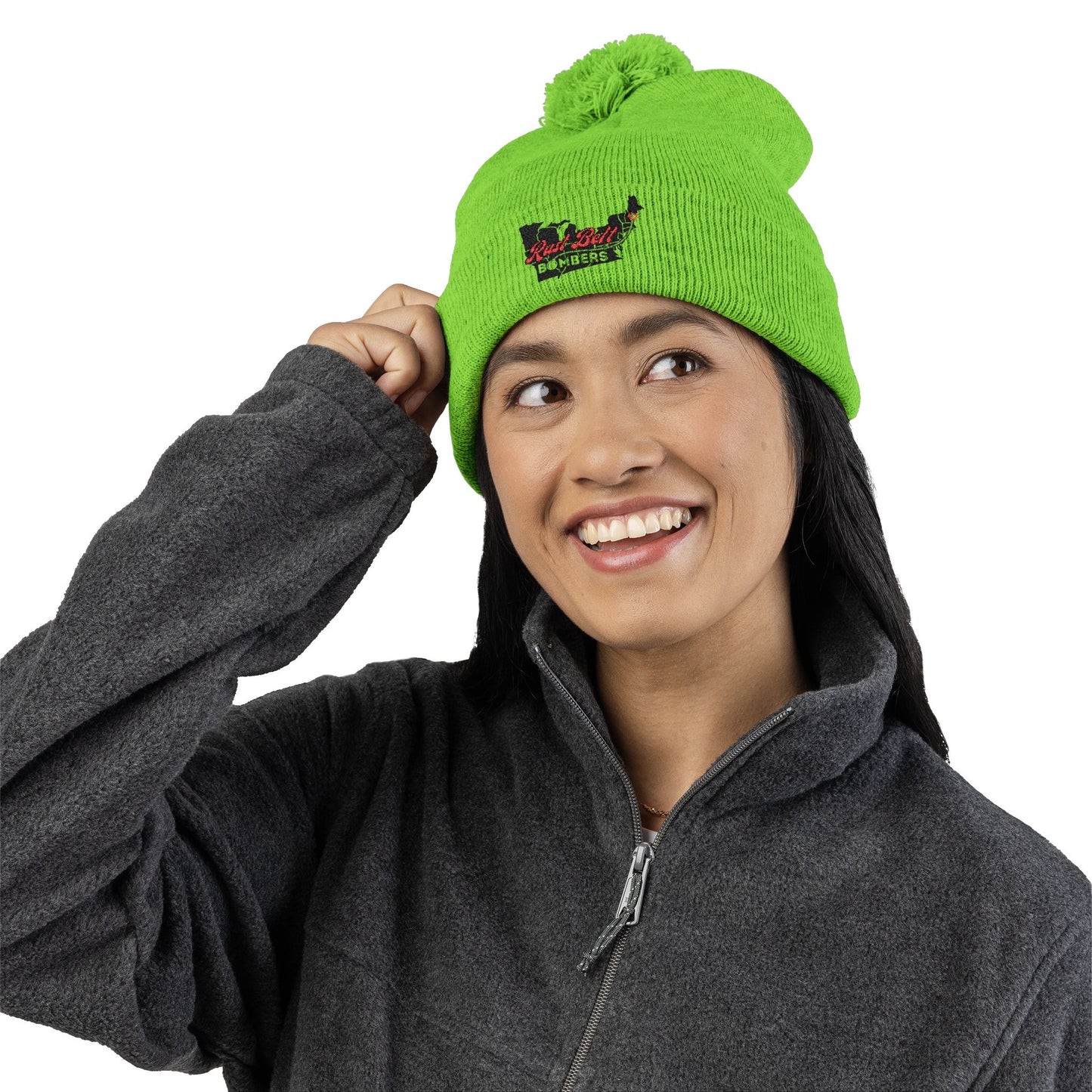 Cozy Pom-Pom Knit Cap (Embroidered) - Winter Beanie, Stylish Headwear, Gift for Him/Her, Outdoor Activities, Holiday Essential
