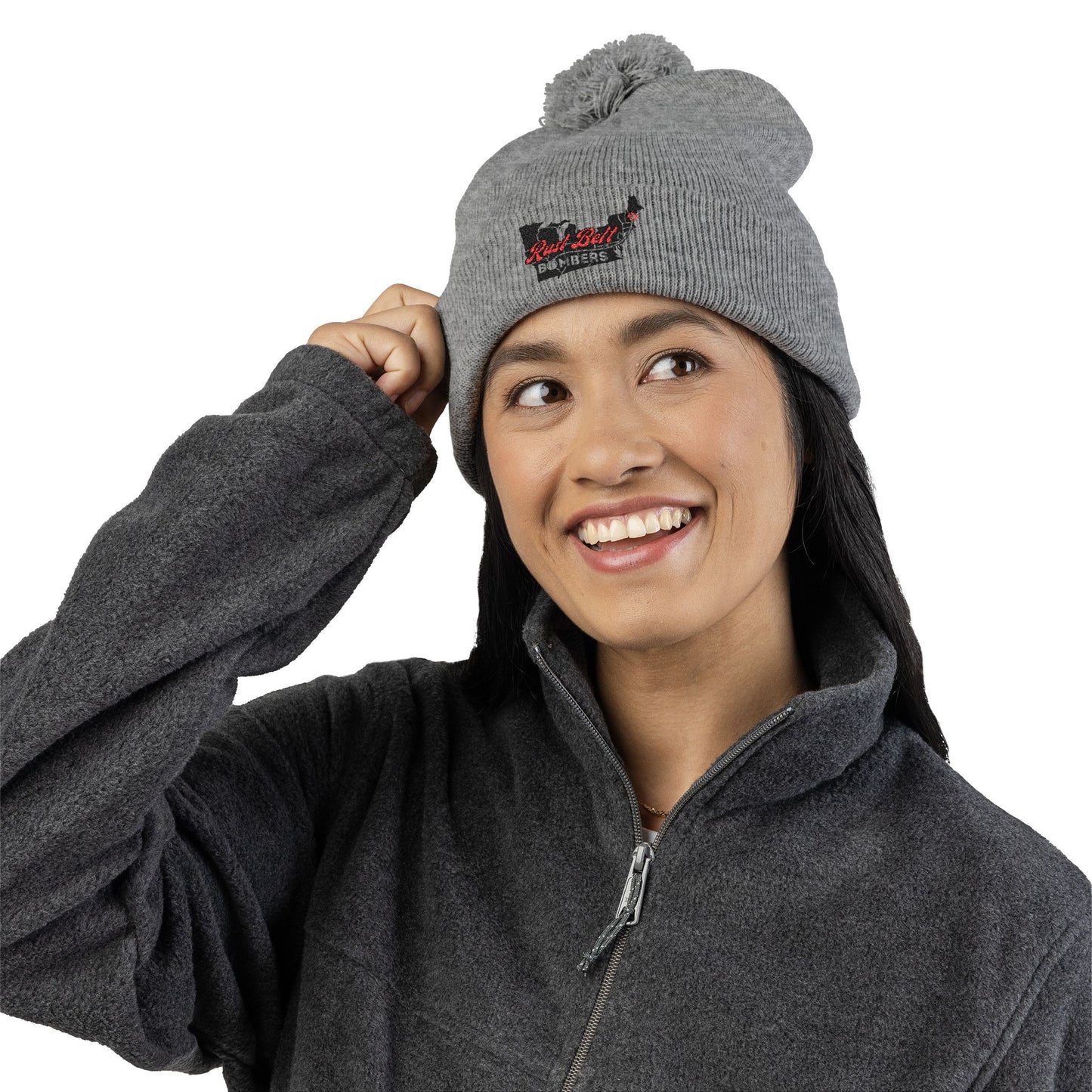 Cozy Pom-Pom Knit Cap (Embroidered) - Winter Beanie, Stylish Headwear, Gift for Him/Her, Outdoor Activities, Holiday Essential