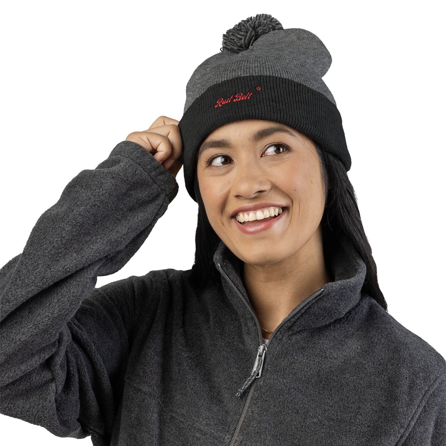Cozy Pom-Pom Knit Cap (Embroidered) - Winter Beanie, Stylish Headwear, Gift for Him/Her, Outdoor Activities, Holiday Essential