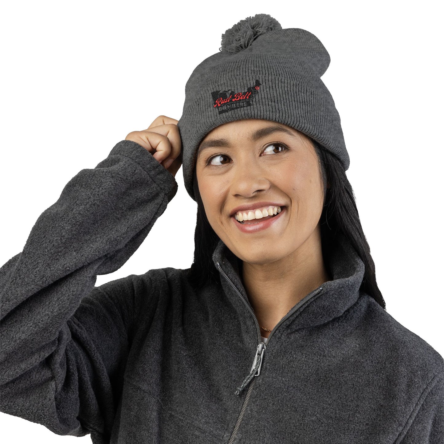 Cozy Pom-Pom Knit Cap (Embroidered) - Winter Beanie, Stylish Headwear, Gift for Him/Her, Outdoor Activities, Holiday Essential