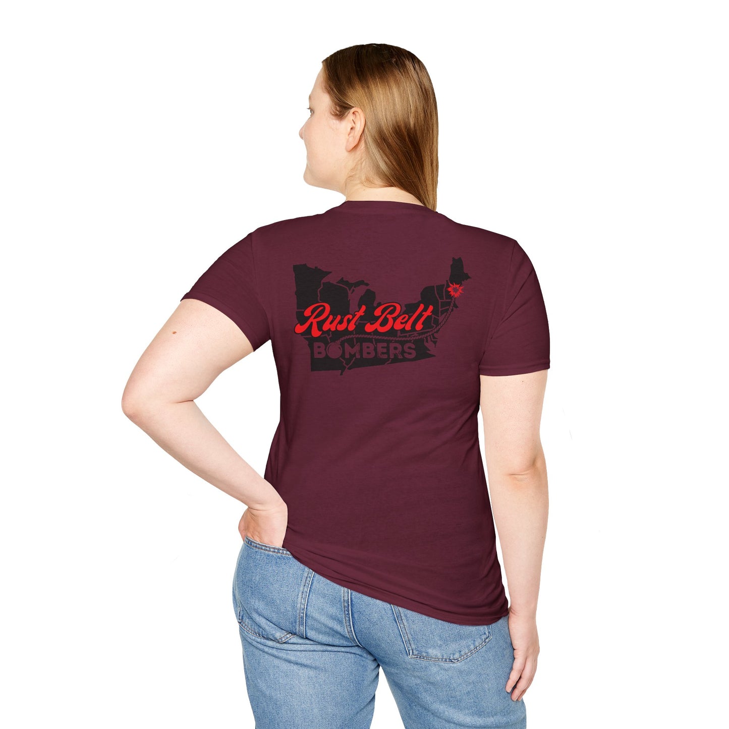 Rust-Belt Bombers Unisex Softstyle T-Shirt, Casual Tee, Gift for Enthusiasts, Streetwear, Graphic Top, Summer Essential