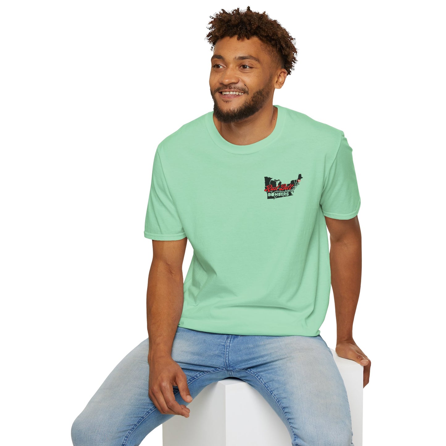 Rust-Belt Bombers Unisex Softstyle T-Shirt, Casual Tee, Gift for Enthusiasts, Streetwear, Graphic Top, Summer Essential