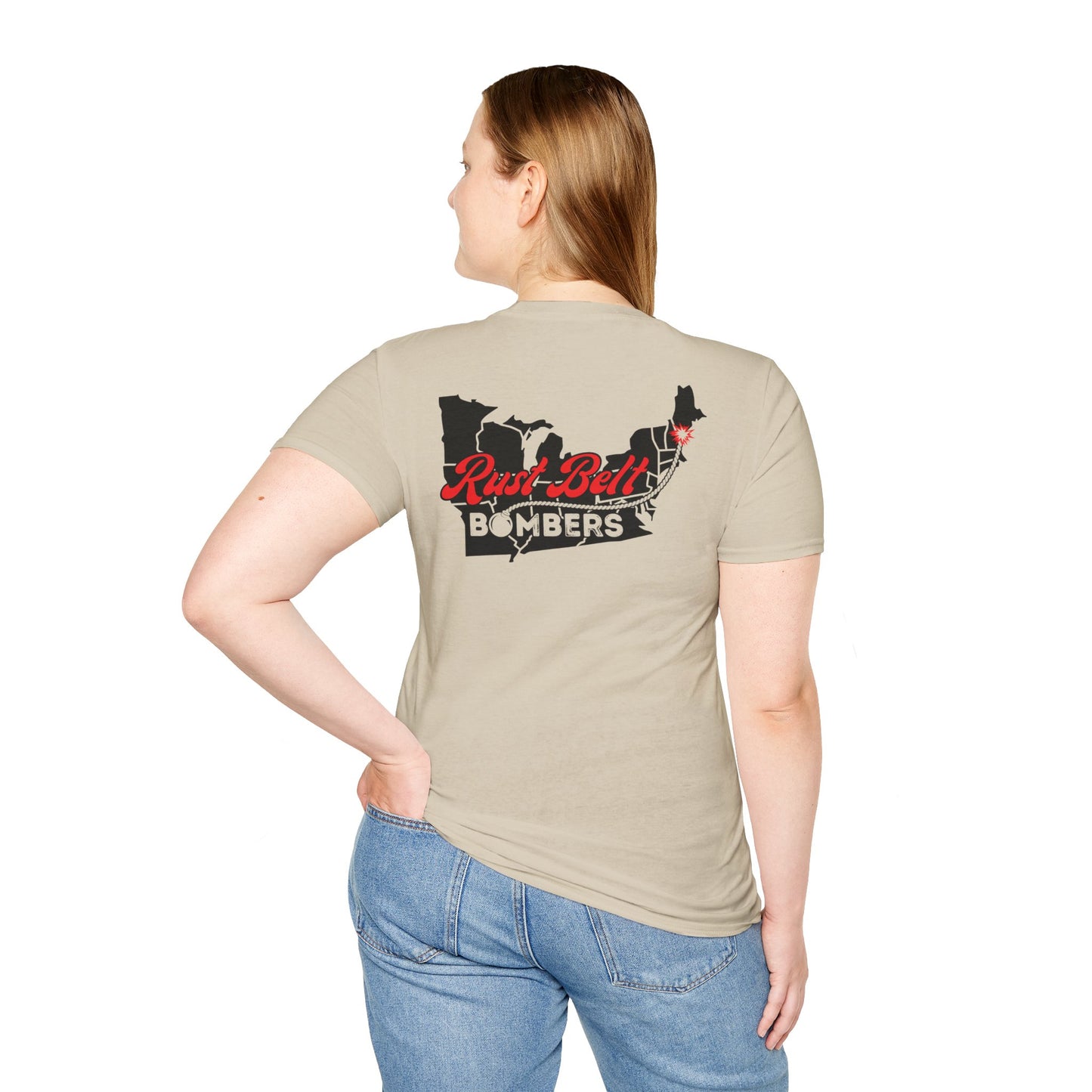 Rust-Belt Bombers Unisex Softstyle T-Shirt, Casual Tee, Gift for Enthusiasts, Streetwear, Graphic Top, Summer Essential